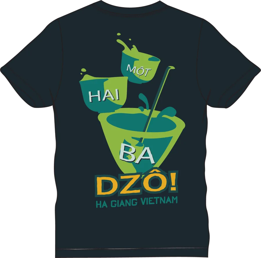 Black tee with the drinking print on the back