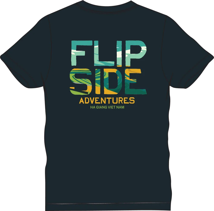 Black Flipside tee, back print