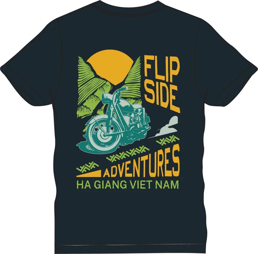 Black tee with the scenery print on the back